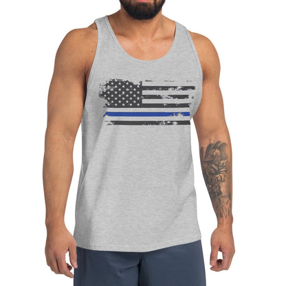 Thin Blue Line Flag - Unisex Jersey Tank Top