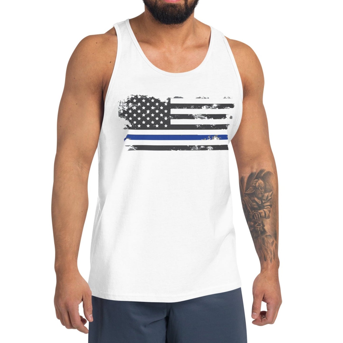 Thin Blue Line Flag - Unisex Jersey Tank Top