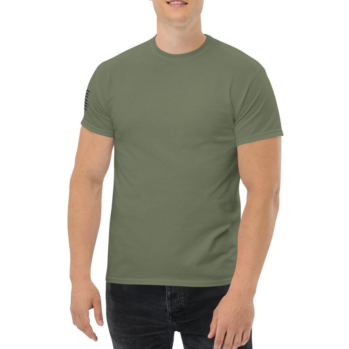 American Flag (sleeve) - Classic Heavyweight T-Shirt