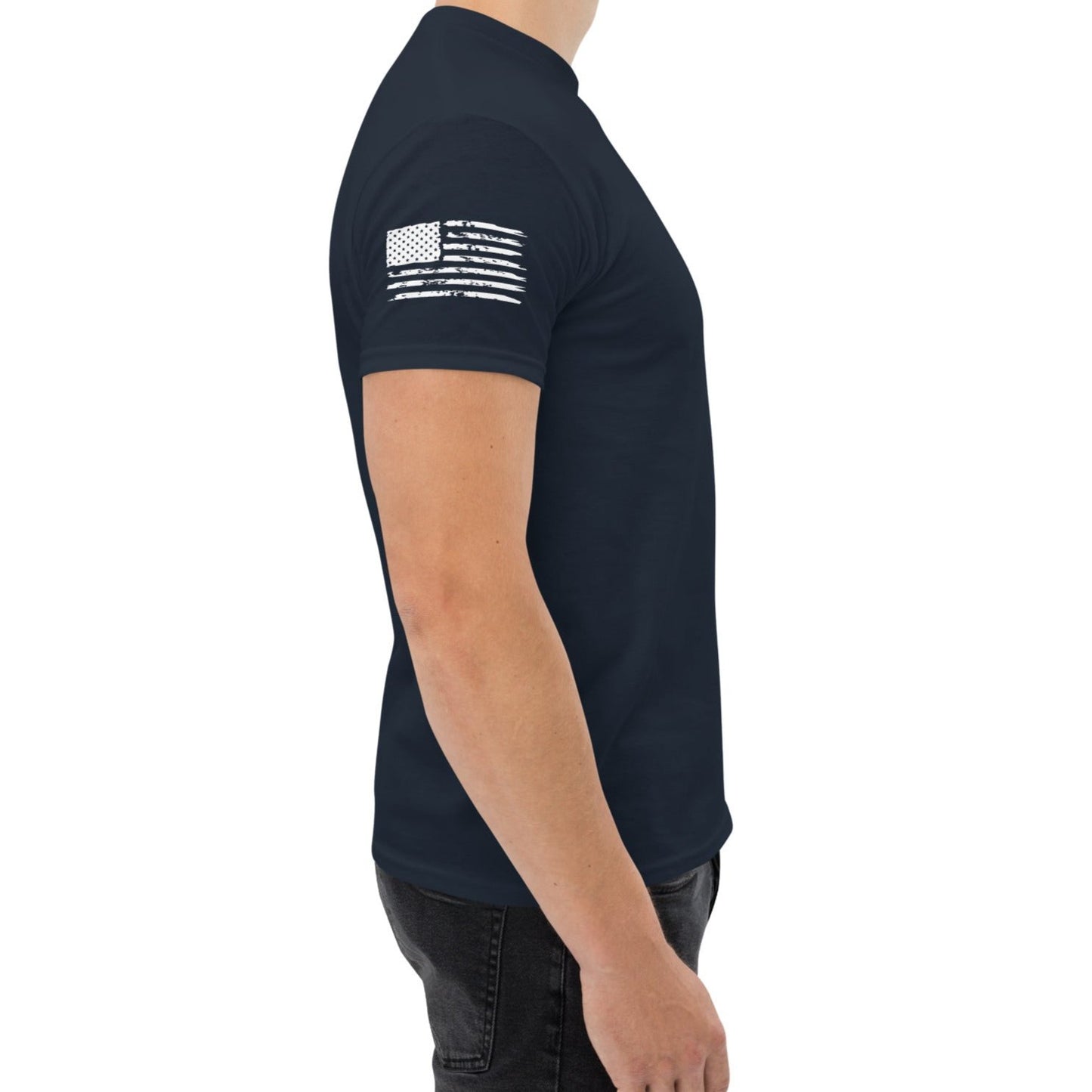 American Flag (sleeve) - Classic Heavyweight T-Shirt
