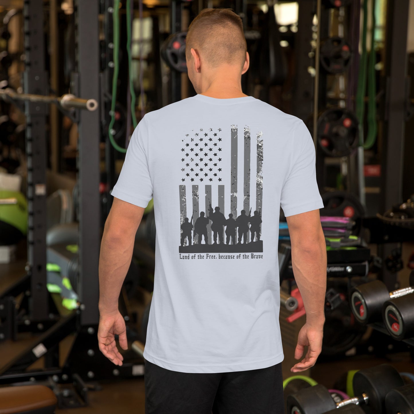 Land of the Free Because of the Brave - Unisex Jersey Tee