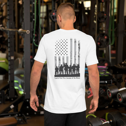 Land of the Free Because of the Brave - Unisex Jersey Tee