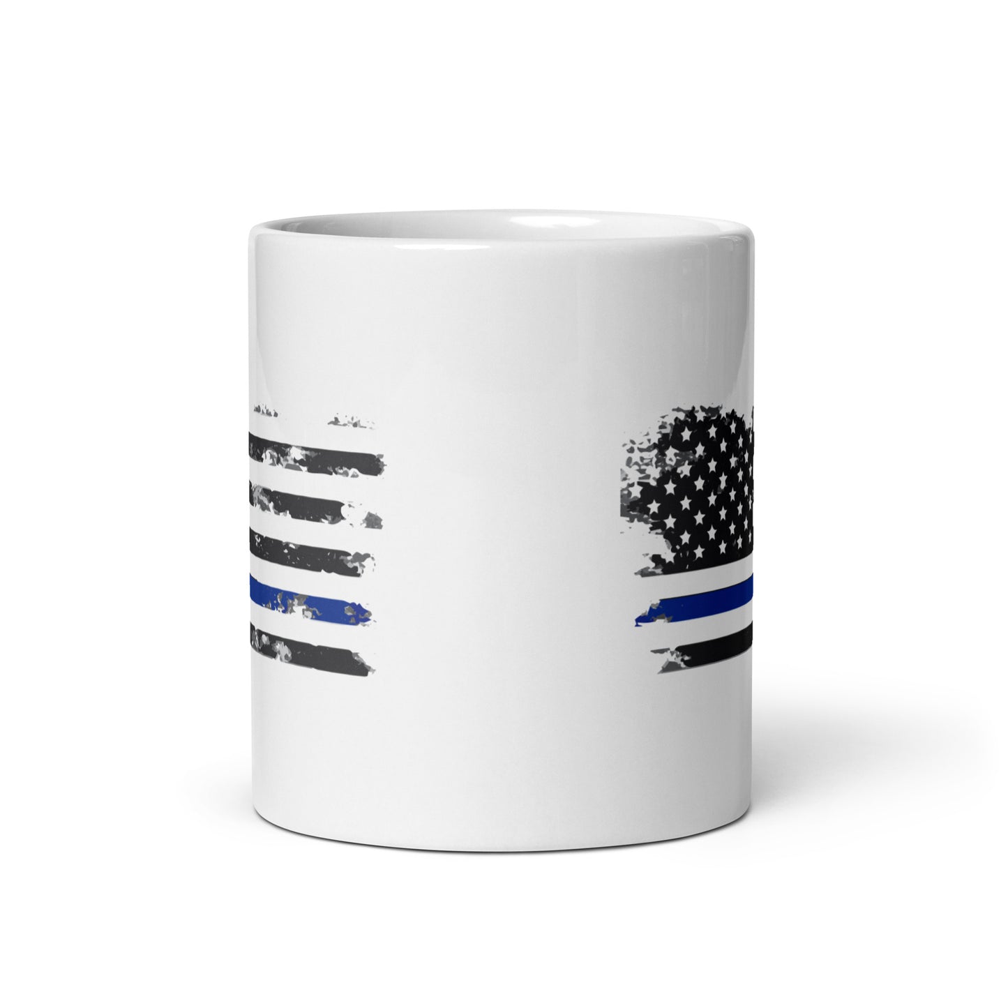 Thin Blue Line Flag - White glossy mug