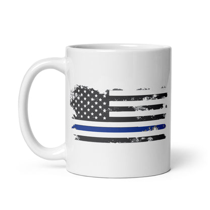 Thin Blue Line Flag - White glossy mug