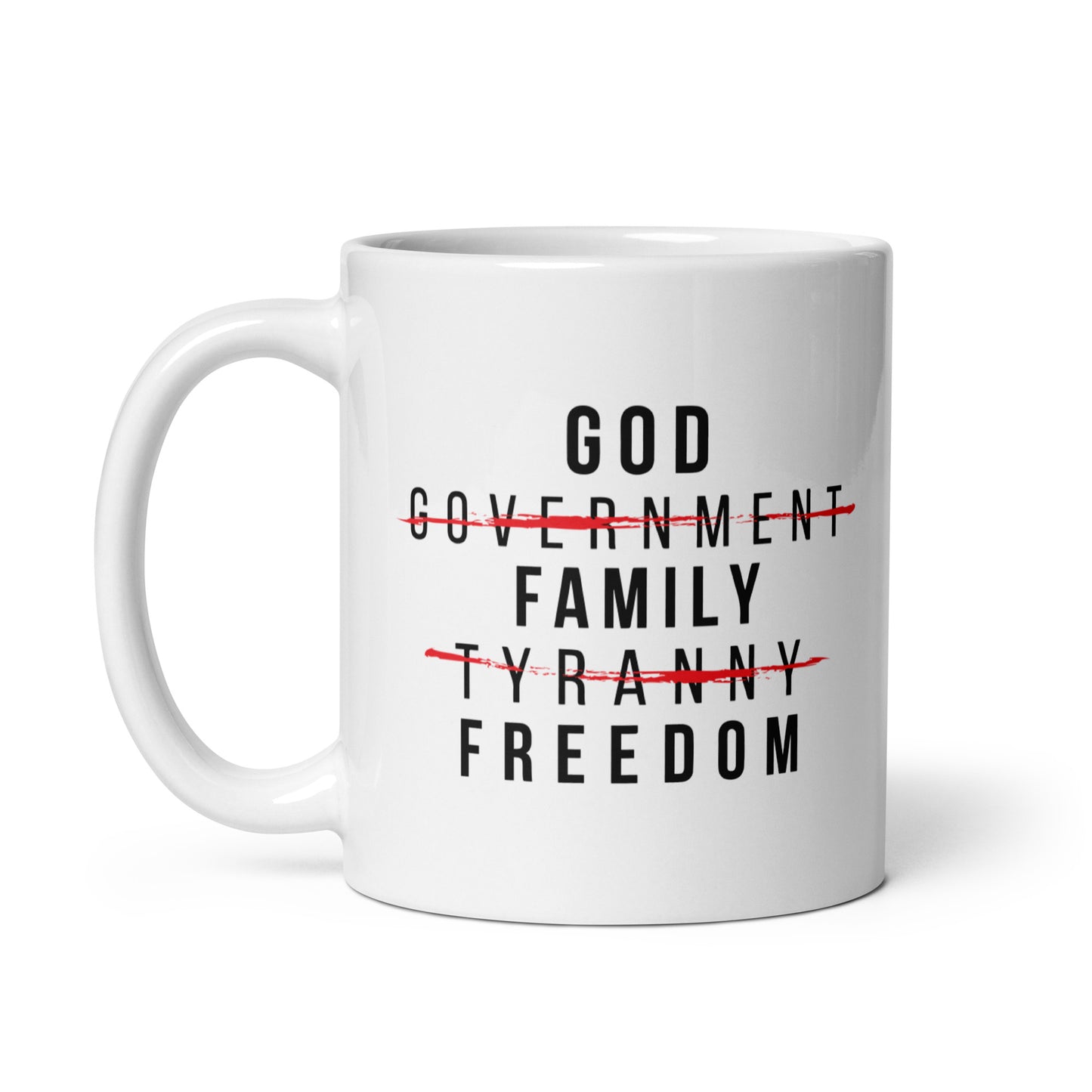 God, Family, Freedom - White Glossy Mug