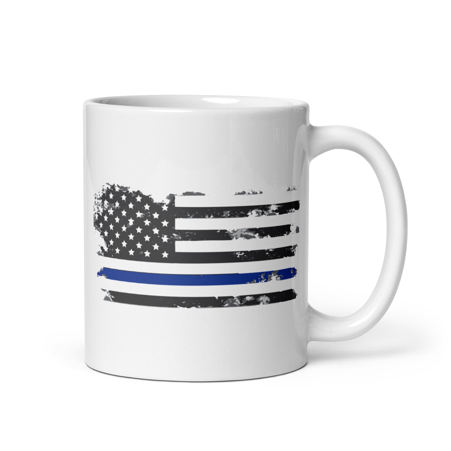 Thin Blue Line Flag - White glossy mug