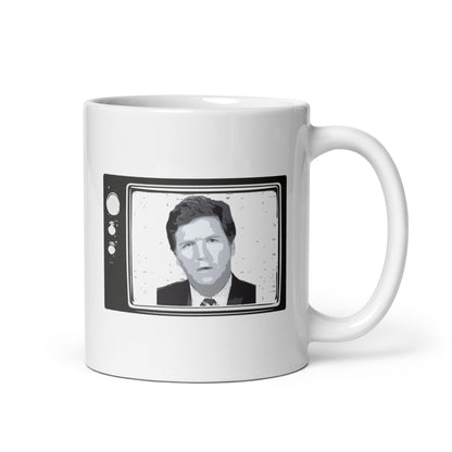 Tucker Carlson Retro TV - White Glossy Mug