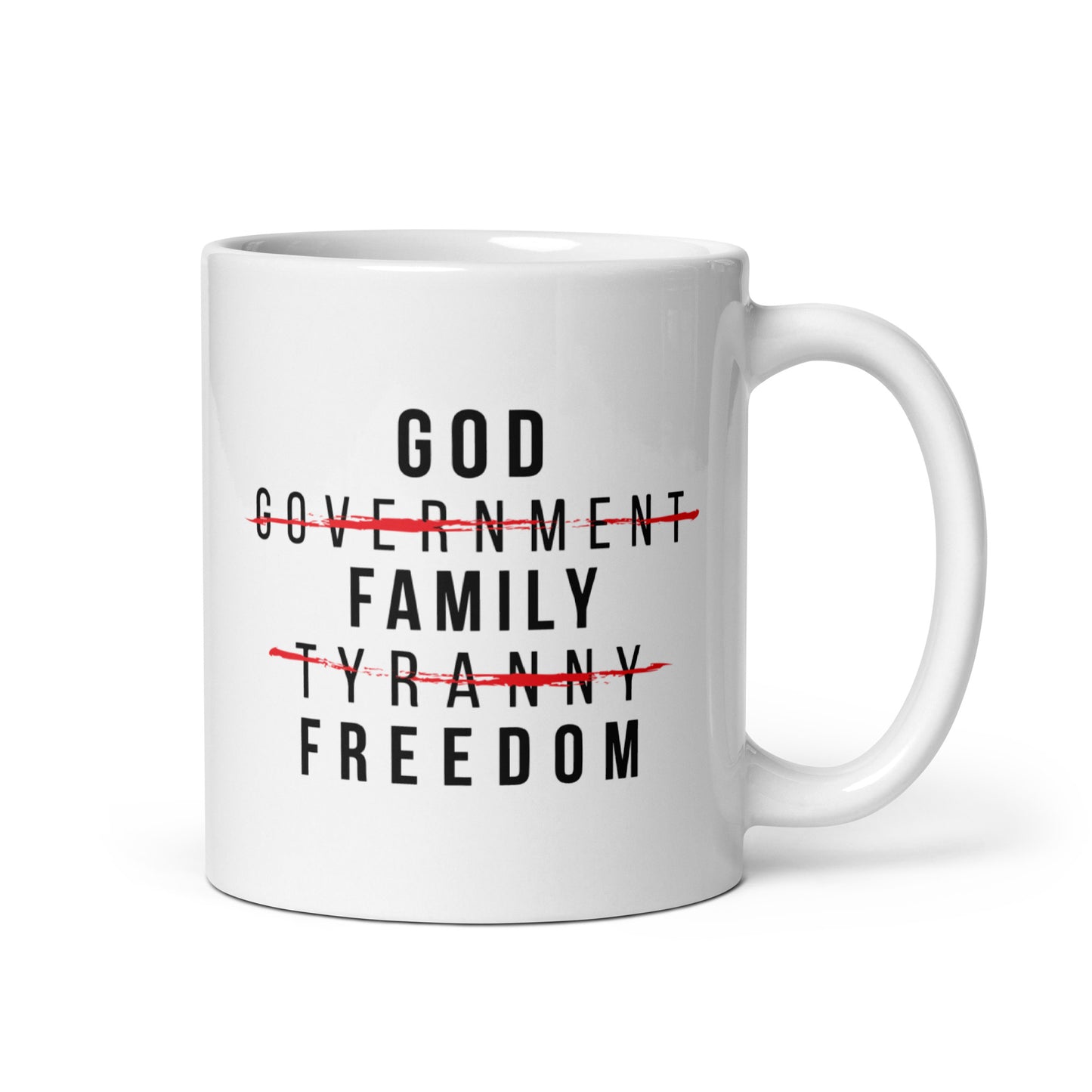 God, Family, Freedom - White Glossy Mug