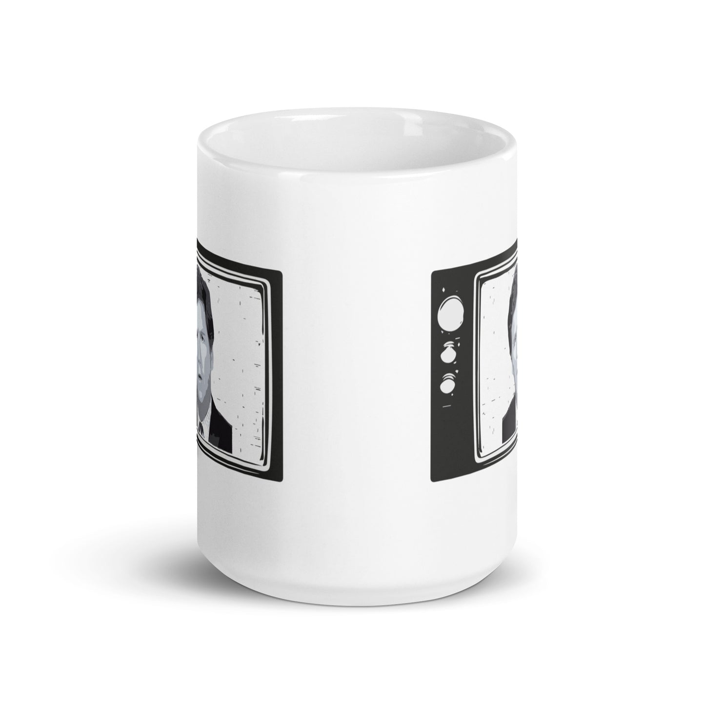 Tucker Carlson Retro TV - White Glossy Mug