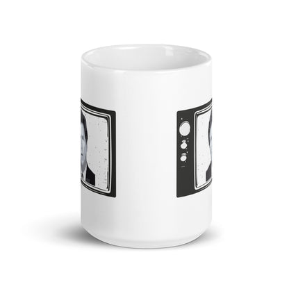 Tucker Carlson Retro TV - White Glossy Mug