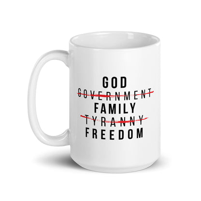 God, Family, Freedom - White Glossy Mug