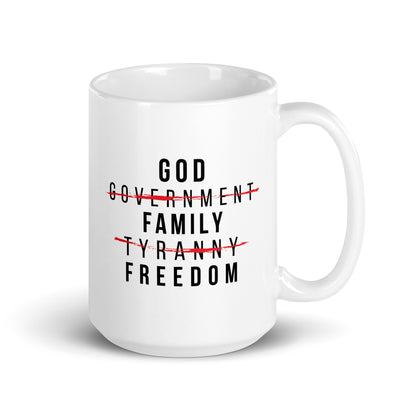 God, Family, Freedom - White Glossy Mug